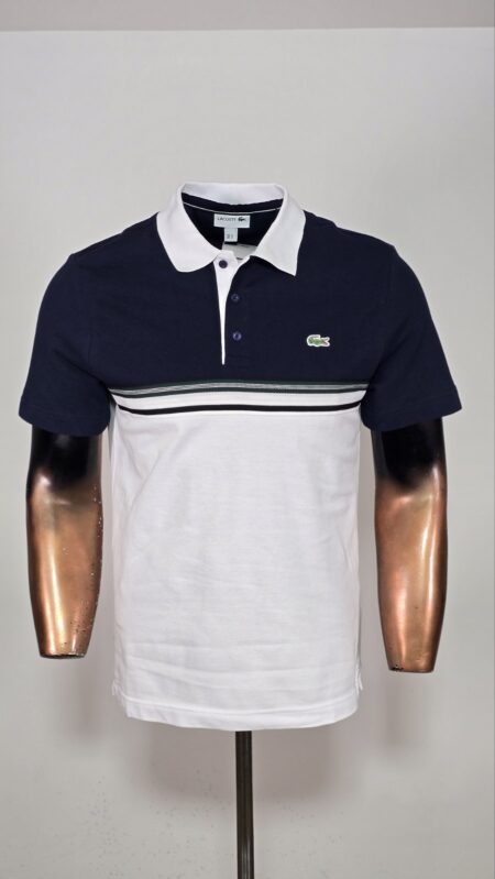 Majica Polo Lacosta teget bijelo dug