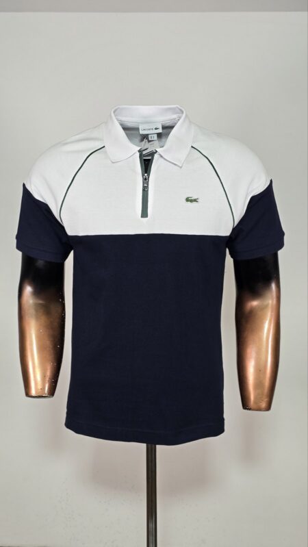 Majica Polo Lacosta bijelo teget rajf