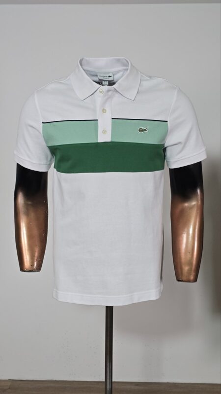 Majica Polo Lacosta bijelio zelena
