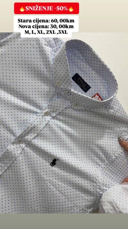 Muška košulja Polo BIJELA TACICE