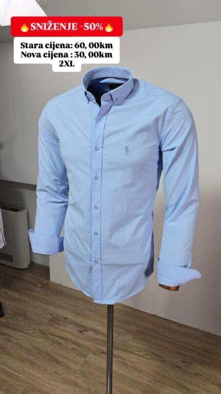Muška košulja Polo plava jednobojna